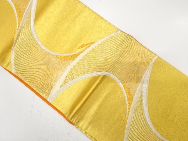 JAPANESE KIMONO / ANTIQUE FUKURO OBI / SILK / WOVEN ABSTRACT PINE NEEDLE & KIKU